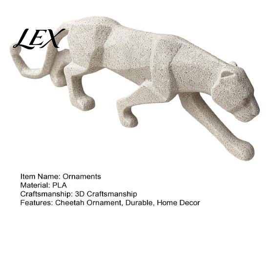 Stable Desk Art Piece 3D Geometric Cheetah Ornament, Durable PLA Modern Minimalist Sculpture, Artistic Animal Figurine Stone Texture Statue, for Home