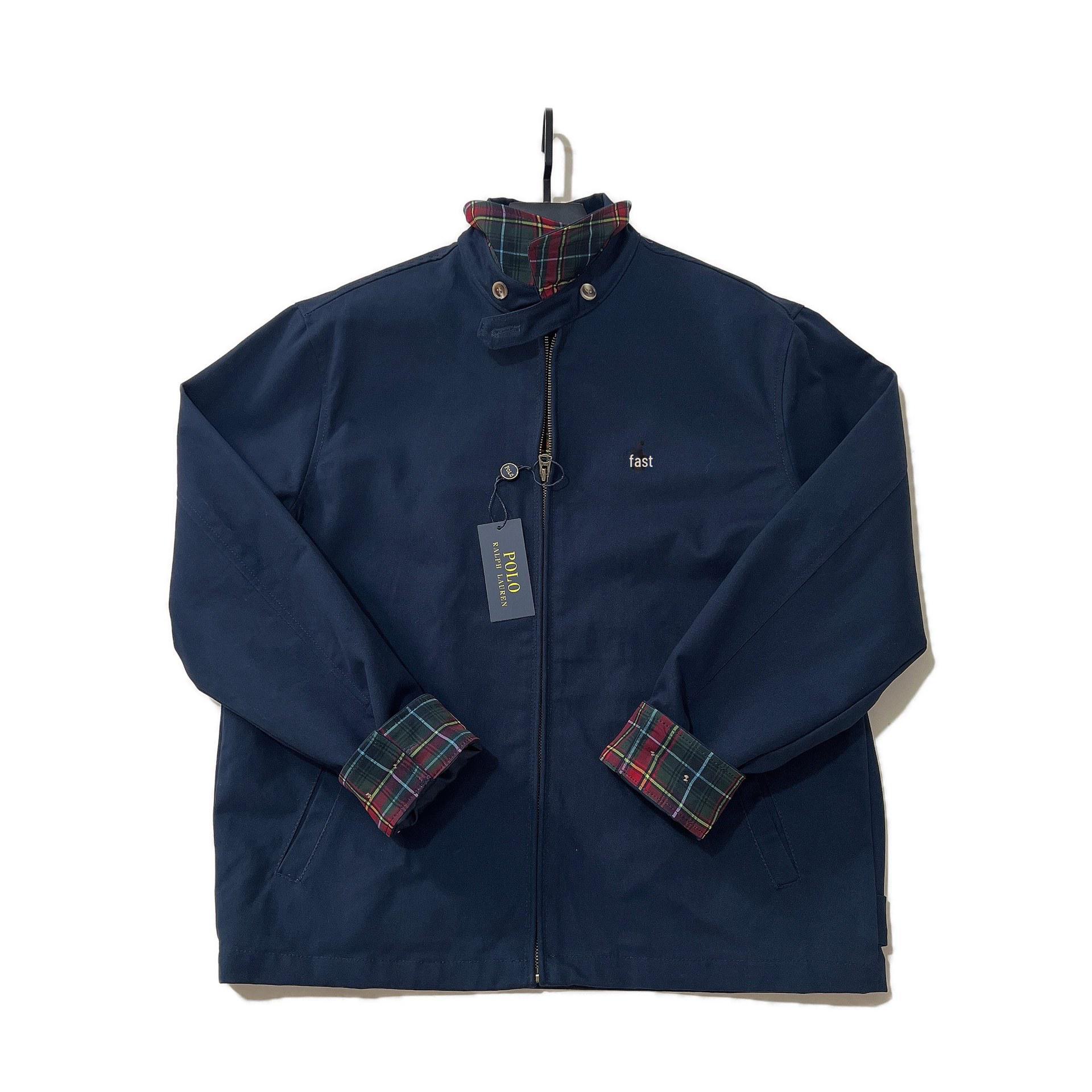 

«Куртка Харрингтон RL Raff высокого качества в стиле «старые деньги» с вышивкой пони и лацканами на молнии». S темно-синий