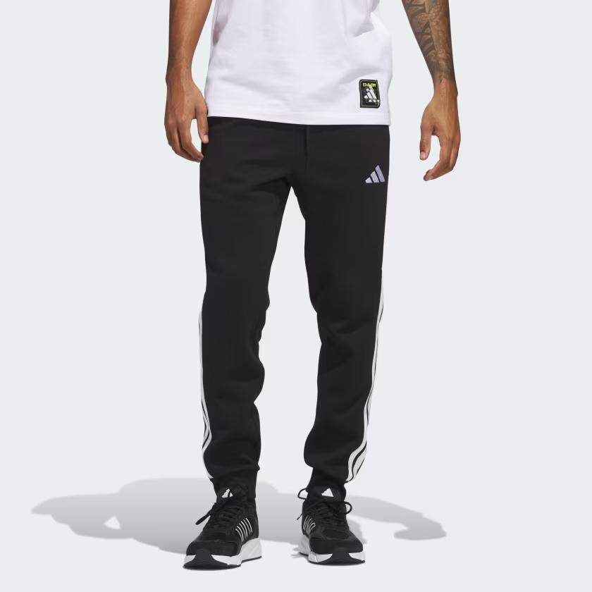 Adidas Essentials Logo Stripe Comfortable Casual Knit Sports Pants Men Pants Black White JD1861