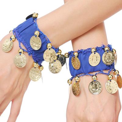 1 Pair Ankle Jewelry Chiffon Wristlet Rattle Bracelet Hand Cuff Belly Dance Wrist Bracelets