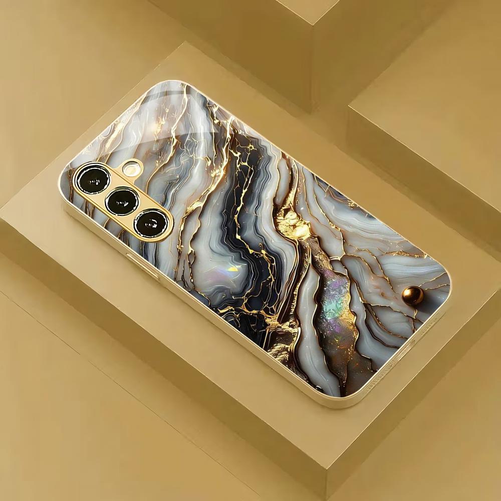 Creative Texture Design Electroplated Glass Phone Case Suitable for Samsung Galaxy S26 S25 S24 S22 S21 S20 FE/Ultra/Plus