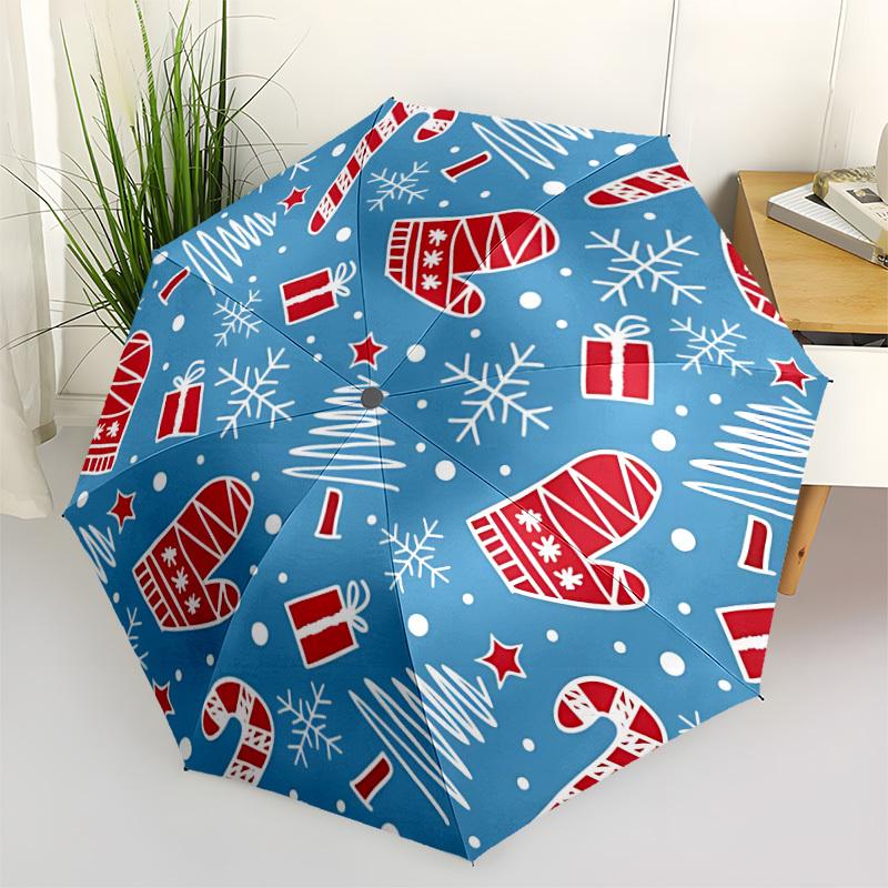 1pc Christmas ornaments Automatic Folding Umbrella - Portable Collapsible Design, 8-Rib Iron Frame, Durable Fabric yy251125158