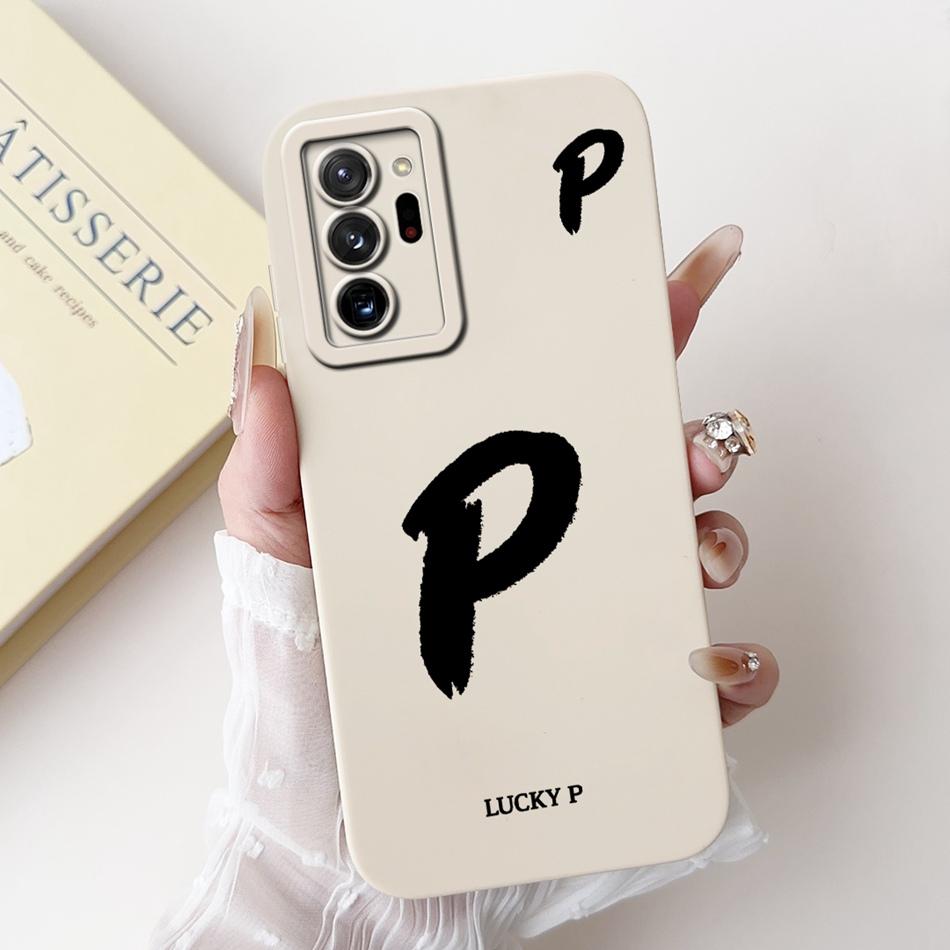 For Samsung Galaxy Note 20 Ultra Note20 Lucky Initial Letter Phone Case For Samsung Note 20 20Ultra 5G Soft Silicone Cases