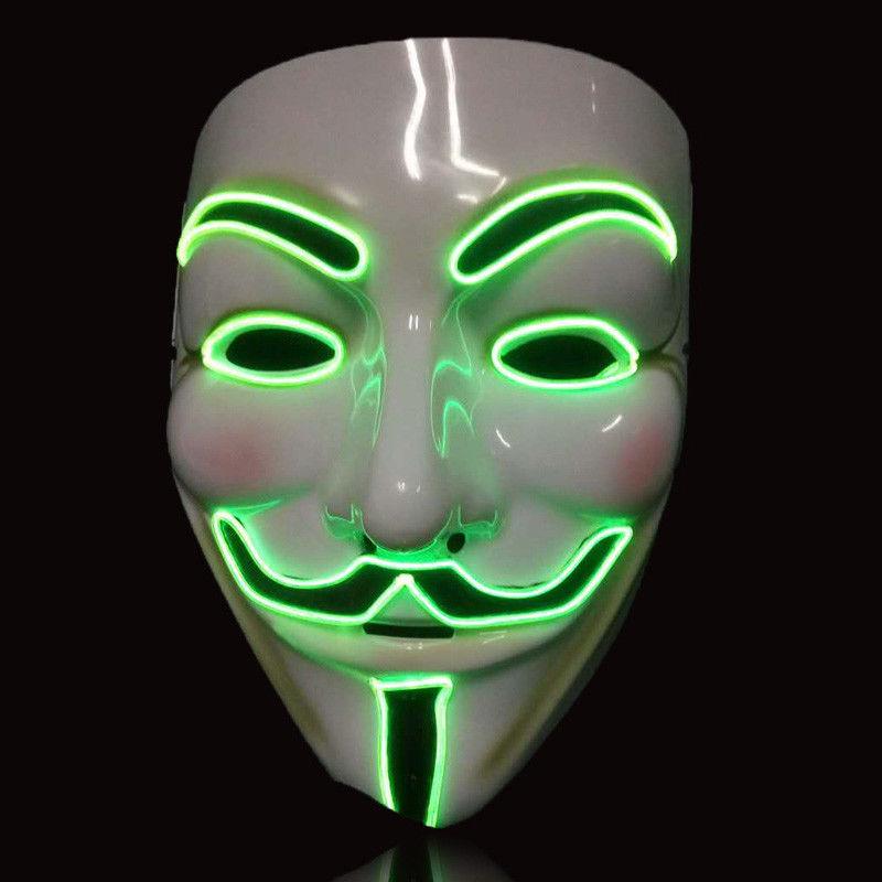 Led Light Mask V Party Cosplay Masque Mask Anonymous Guy Fawkes Mask Adult Fancy