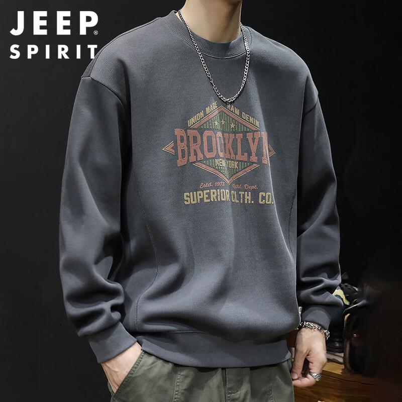 

JEEP SPIRIT Men s Letter Print Crew Neck Sweatshirt 2XL