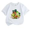 Kids Boys Girls 100% Cotton Crew Neck Short Sleeve T-Shirt Cute Game Plant Character Printed Casual Soft Breathable Tee for Children Daily Wear