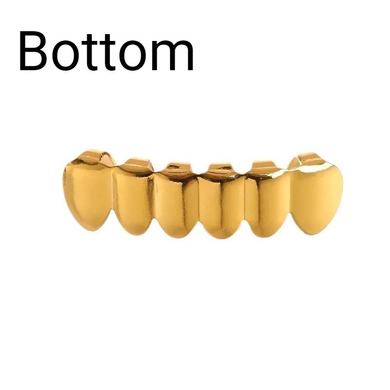 Hip Hop 6/6 Teeth Grills Hip Hop 14K Gold Plated Tooth Caps Decor Braces Punk Cosplay Party Braces For Fashion Women Men Jewelry