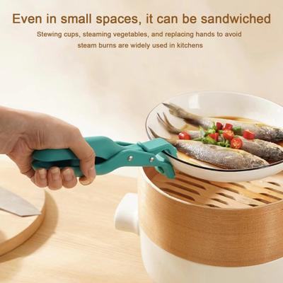 2Pcs Silicone Anti-scalding Clip Hot Bowl Dish Plate Gripper Multifunction Ergonomic Handle Pot Pan Holder Clamp Plate Lifting Tong Kitchen Supplies