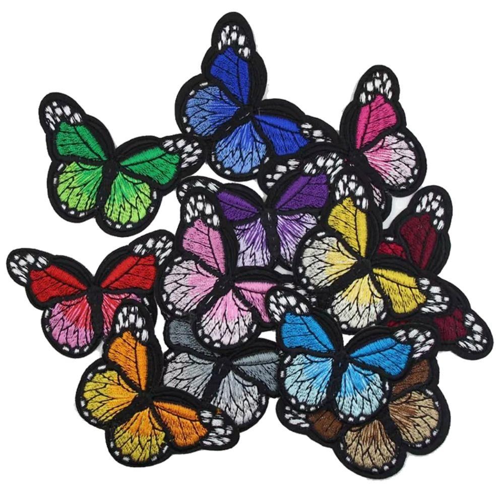 12Pcs Mesh Embroidered Butterfly Patches Sew On DIY Embroidered Applliques S/L Handmade Clothes Patches