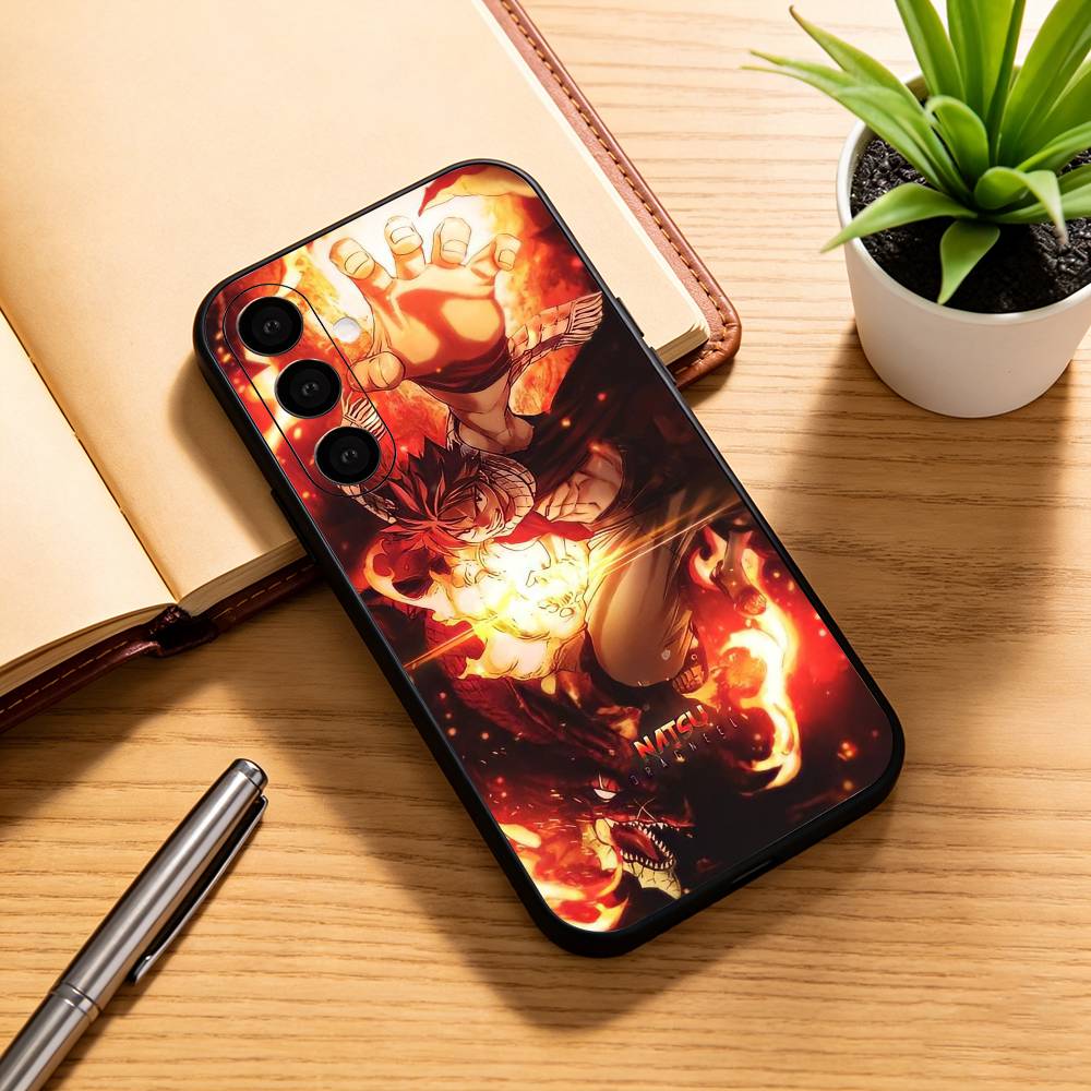 Fairy Tail Natsu Dragon Slayer Silhouette Phone Case Black Silicone Soft For Samsung Galaxy A73,A72,A71,A70,A53,A52,A51 Samsung a32 5g
