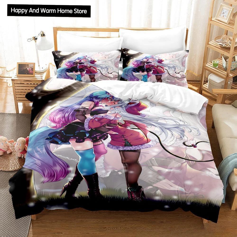 3D Anime Sexy Girls Silvervale Vtuber Bedding Collection Single Twin Full Queen King Size Bed Collection Adult Boys Bedroom Duvet Cover Collections