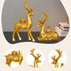 2 Pieces Deer Figurines Desktop Decoration Home Decor Artwork Delicate Animal Sculpture Golden Resin