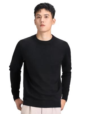 Suéter Masculino MUISHUYU Tricô Gola Careca Sólido Manga Longa Corte Redondo YU57, Cor, Mangas, Gola, Quente, Casual, Elegante, Simples, Top, (Tamanho G, Preto)