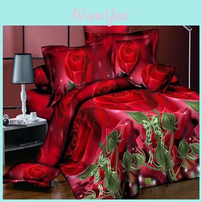 Luxurious 4pcs Printed 3d Bedding Set Queen Size With Elegant Quilt Cover And Soft Pillowcases