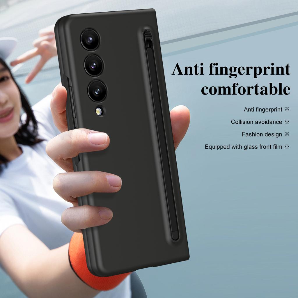 For Samsung Galaxy Z Fold4 5G Case Anti-Drop PC Phone Cover with Stylus/Tempered Glass Film