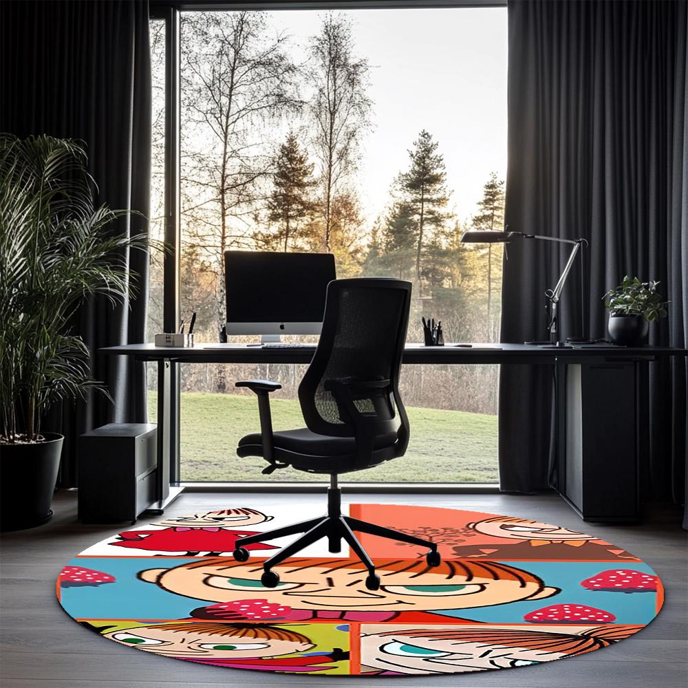 Little My Printed Round Rug Carpet Chair Rug Area Rug Entryway Doormats,for Office Chair Living Room Bedroom Kitchen Room.
