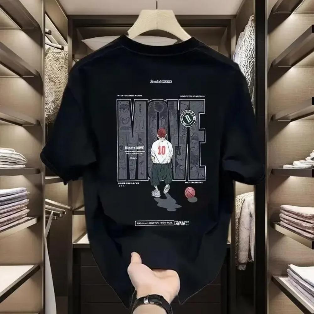 2025 Summer New T-shirt 100 cotton loose y2k casual men s wear breathable all-fashion T-shirt Summer high-quality round neck