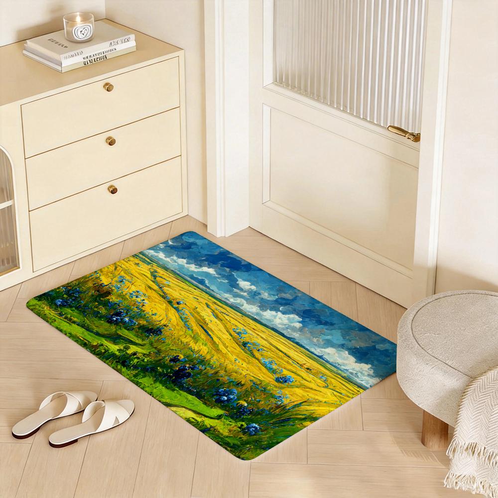 Pretty Famous V Van Gogh Art Floor Mat Eco  Flannel Doormat Non Slip Odorless Indoor Floor Rug Soft Short Plush Home Mat