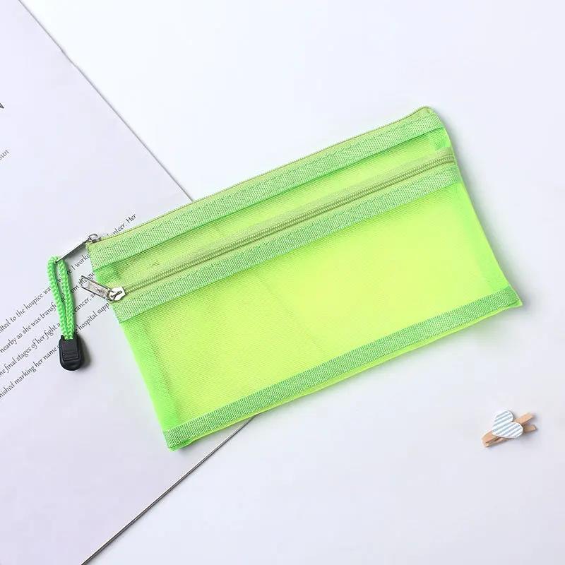 1/3PCS Transparent Zipper Pencil Case Mesh A6 Bills Storage Bag Clear Nylon Makeup Pouch Portable Examination Stationery Bag