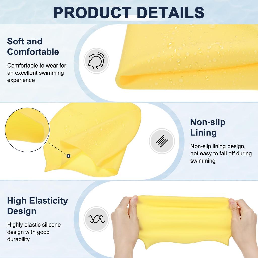 M METERXITY 6 Piece Silicone Swim Cap Opening 7.3" Height