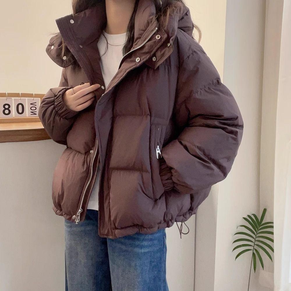 Autumn and winter down cotton-padded clothes women's short large size loose small hooded warm cotton-padded jacket jacket