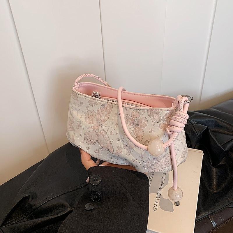 

Fashionable New Chinese Style Handbag For Women Elegant Summer Shoulder Bag In Silver Pink And Beige Pink