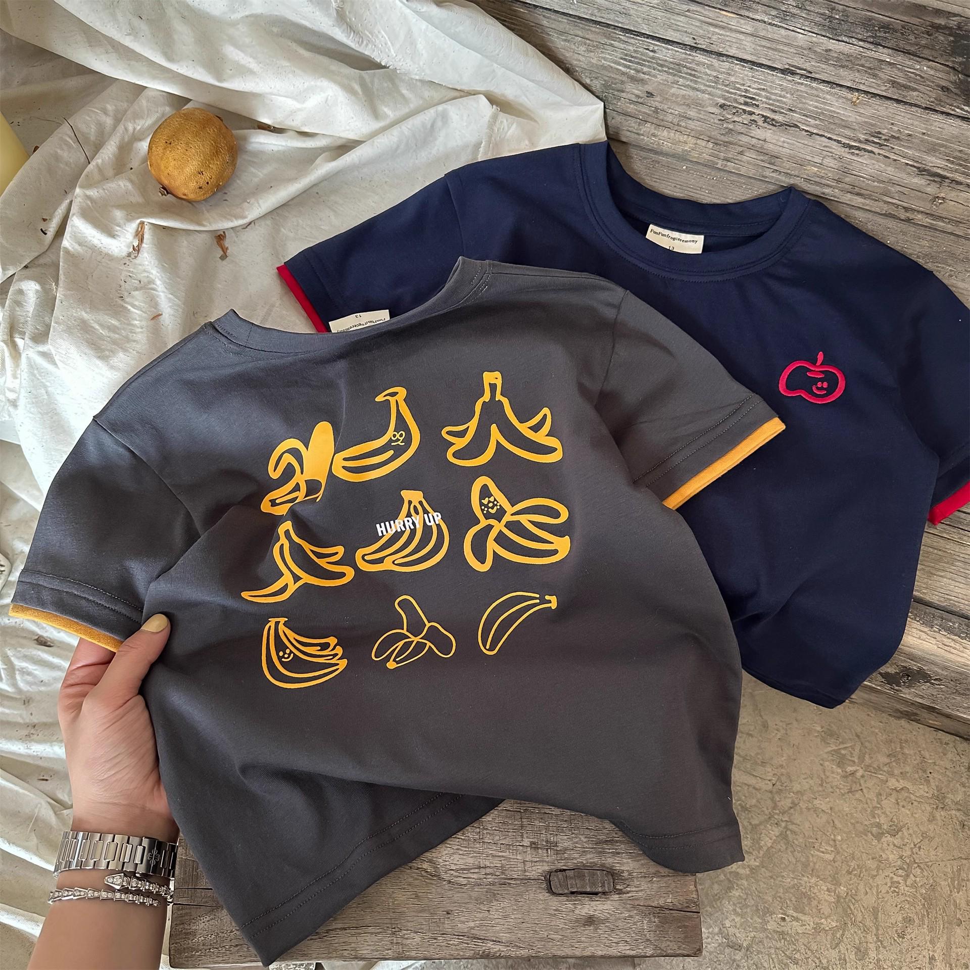 

2025 Summer Children s Cartoon Print Slim Fit T-Shirt for Boys Size 80