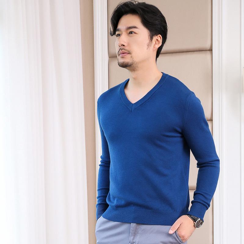 Herren Übergröße Uni V-Ausschnitt Pullover - Herbst/Winter Business Strickpullover