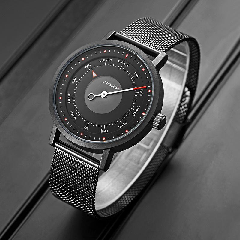 Sinobi Men'S Watch Male Creative Compass Single Pin Student Watch Mesh Strap Quartz Watch Male 9809