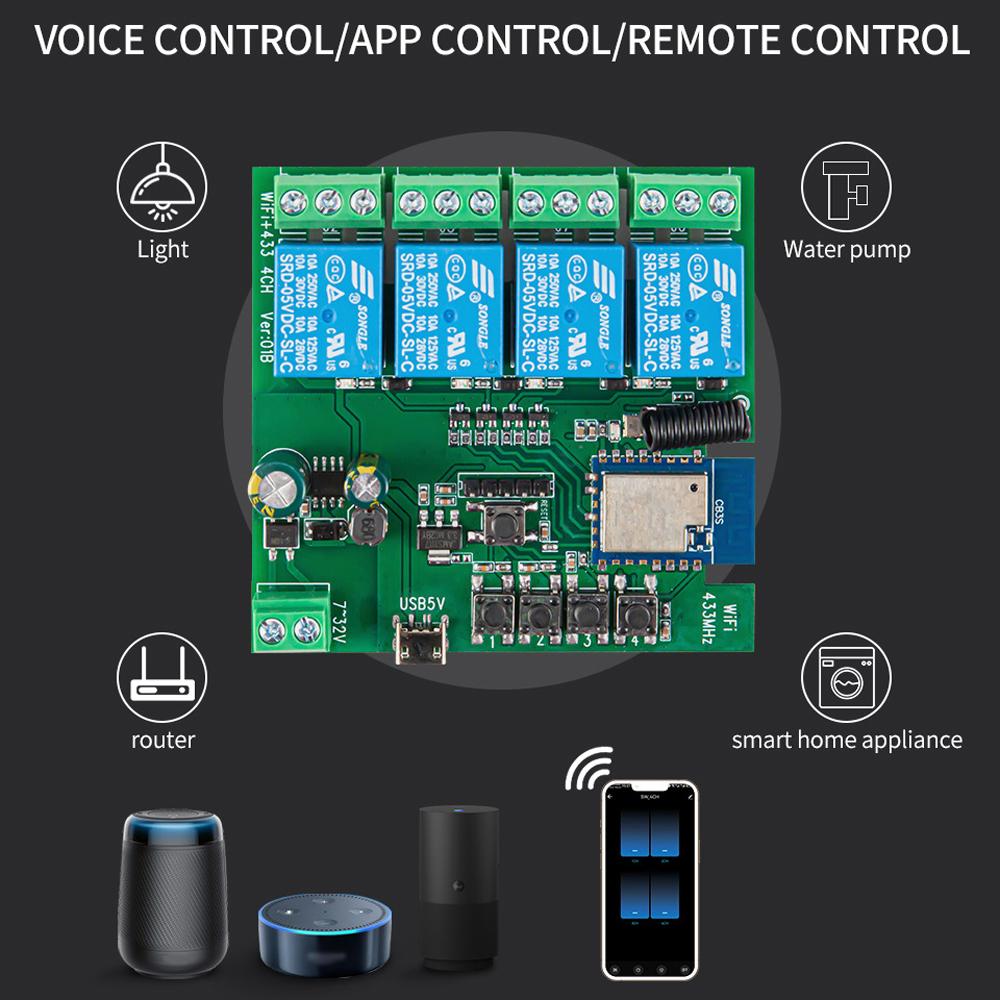 Tuya Wifi RF Ev Elektrikli Alet 5V 12 V Kesici Açma-Kapama Kontrol Modülü Yönlendirme