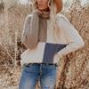 Damen Colorblock Rollkragen Hoher Kragen Langarm Lockerer Saum Gestrickter Damen Rollkragenpullover für