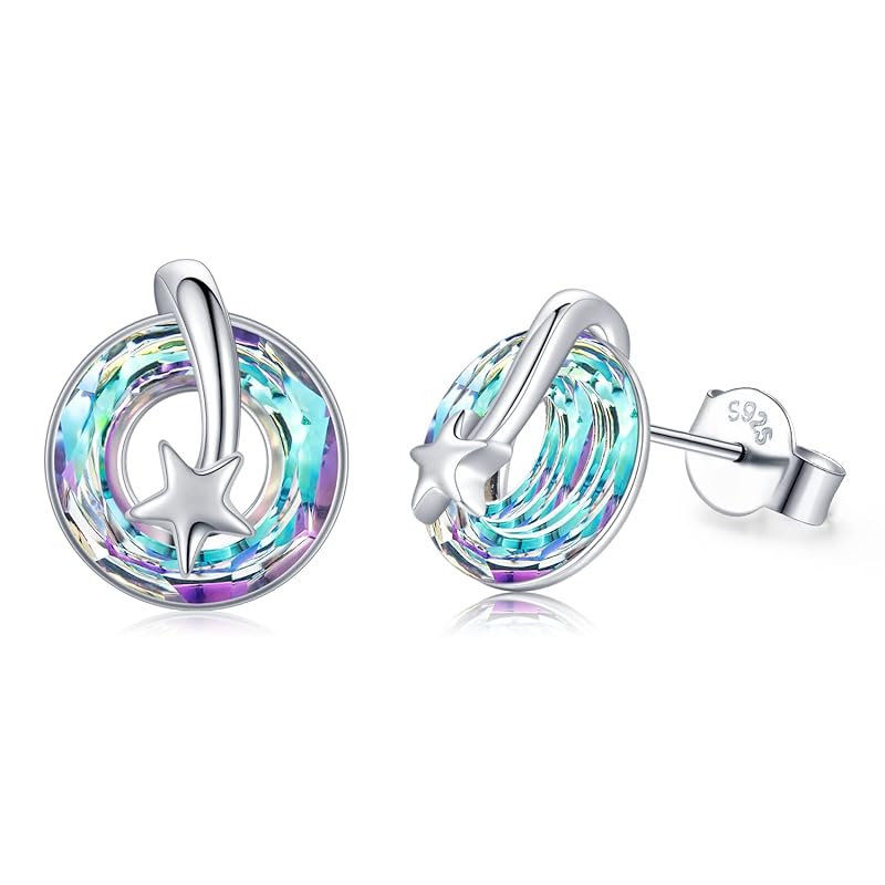 

StoryMidir star earrings crystal stud earrings silver 925 Compatible with metal allergies ladies earrings Popularity Star Edge star highest grade