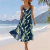Women’s Summer Floral Print Adjustable Strap Bohemian Casual Beach Holiday Sundress with Pockets Loose Fit Sleeveless Dress