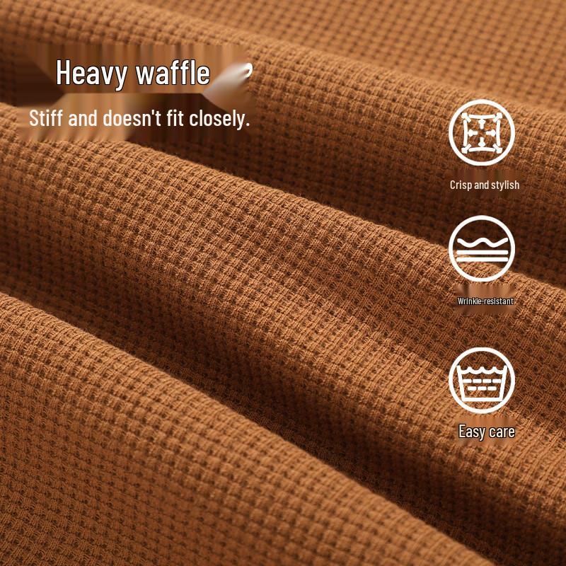 TonLion Men's Waffle Knit Long-Sleeve Polo Shirt