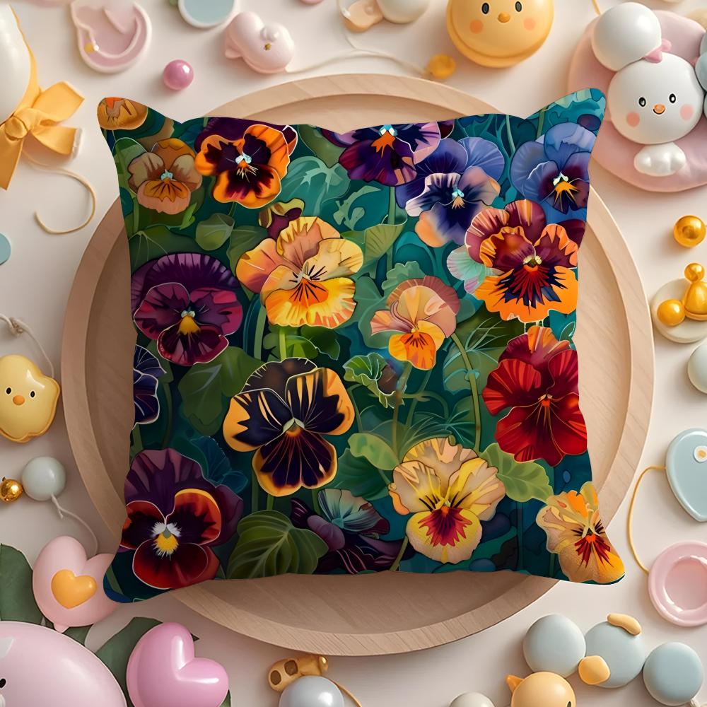 Midsummer Nights Flowers Cushion Cover Short Plush DoubleSided Printing Home Machine Washable in Warm Winter Pillow Cover