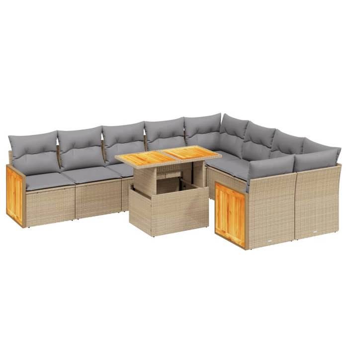 VidaXL Garden Lounge Set with Cushions 10 Pcs, Patio Sofas, Patio Furniture Set, Outdoor Furniture, Beige 3274118