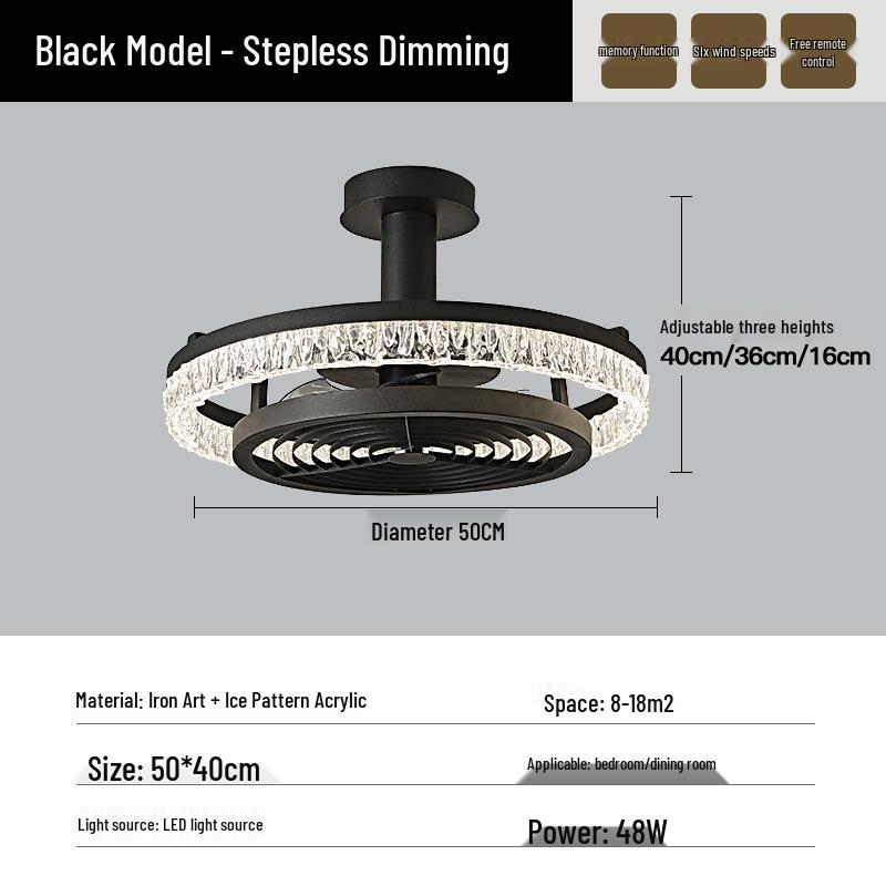 2025 Ice Crack Pattern Ceiling Fan Light with Protective Net for Bedroom/Study 60W+60W