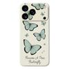 For iPhone 17 Pro Case Green Butterfly Pattern Printing Straight Edge TPU Phone Back Cover