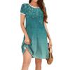 Damenmode Lässiges Kleid mit Blumendruck Rundhalsausschnitt Kurze Ärmel Minirock