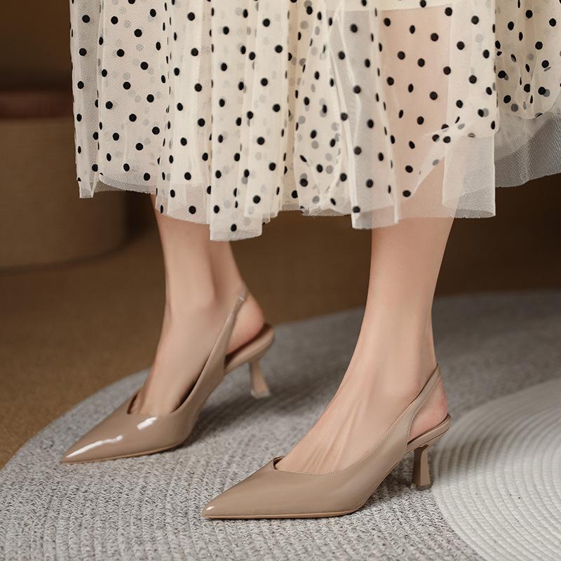 Zapatos de tacón alto con cordones para mujer, correa en el tobillo, cordón de zapato elástico, cinturón anticaída, zapatos de tacón alto que combinan con todo