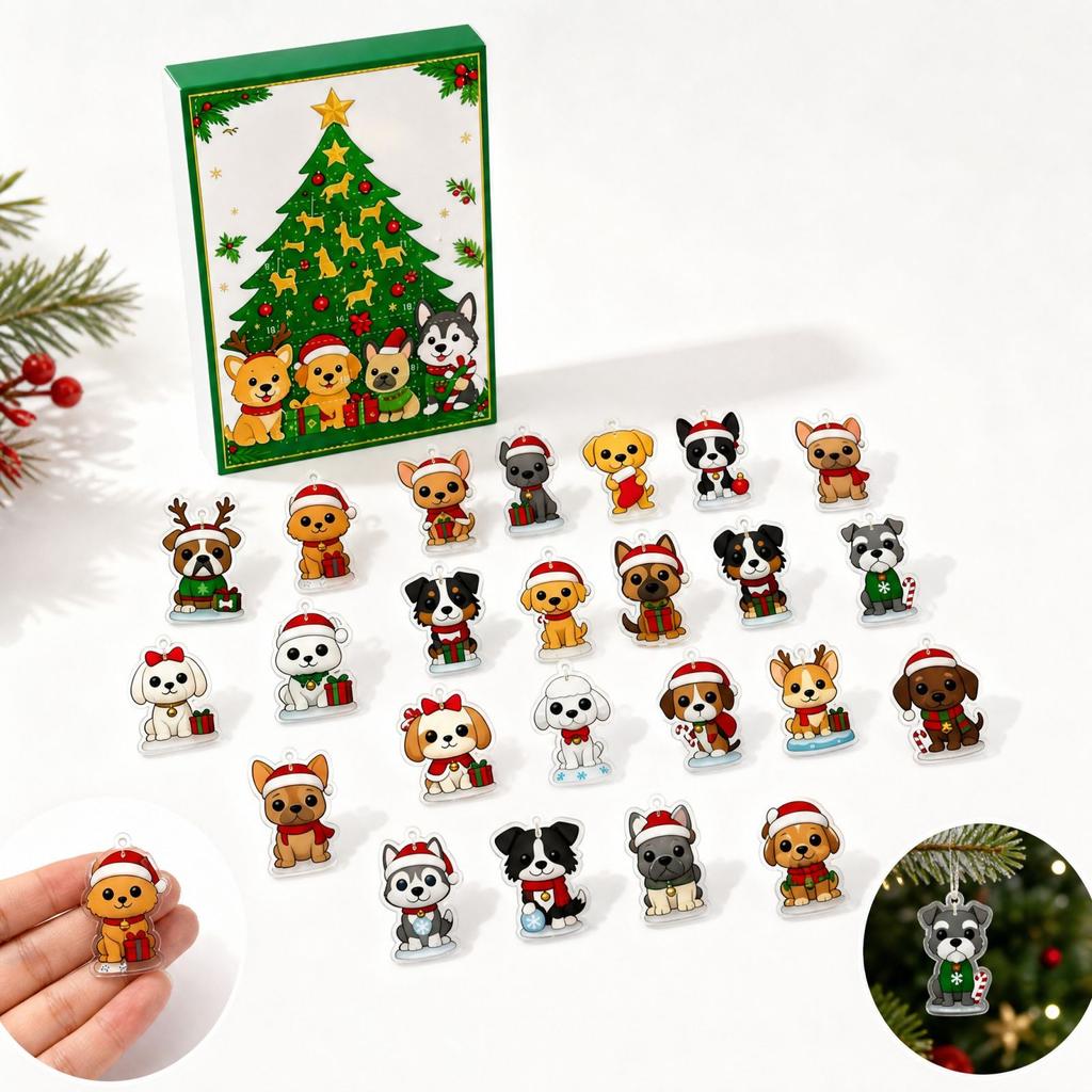 Dog Lovers Christmas Tree Ornament - 2D Design Cute Holiday Decoration
