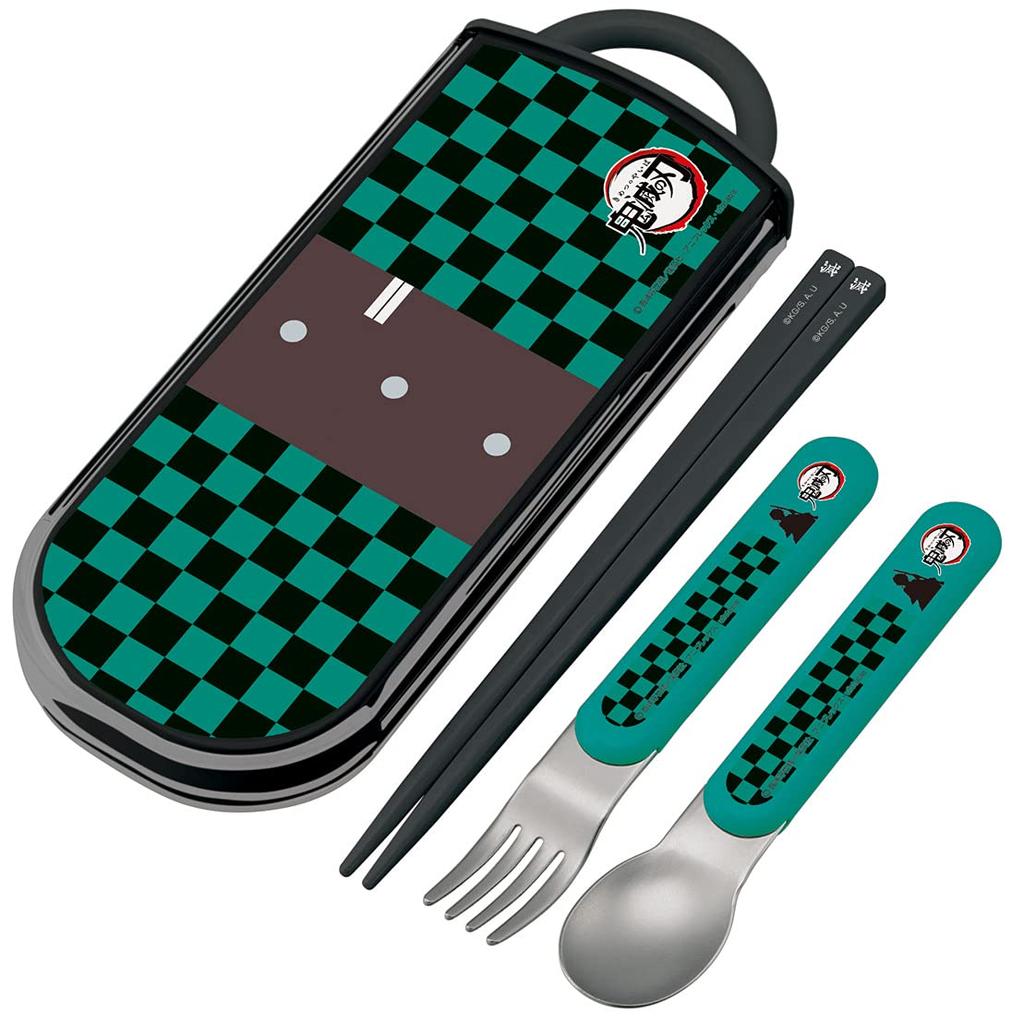 Skater Antibakteriální posuvná sada Trio Lunch box Hůlky Lžíce Vidlička Demon Slayer Kamado Tanjiro Chlapci Vyrobeno v Japonsku Dětské TACC2AG-A