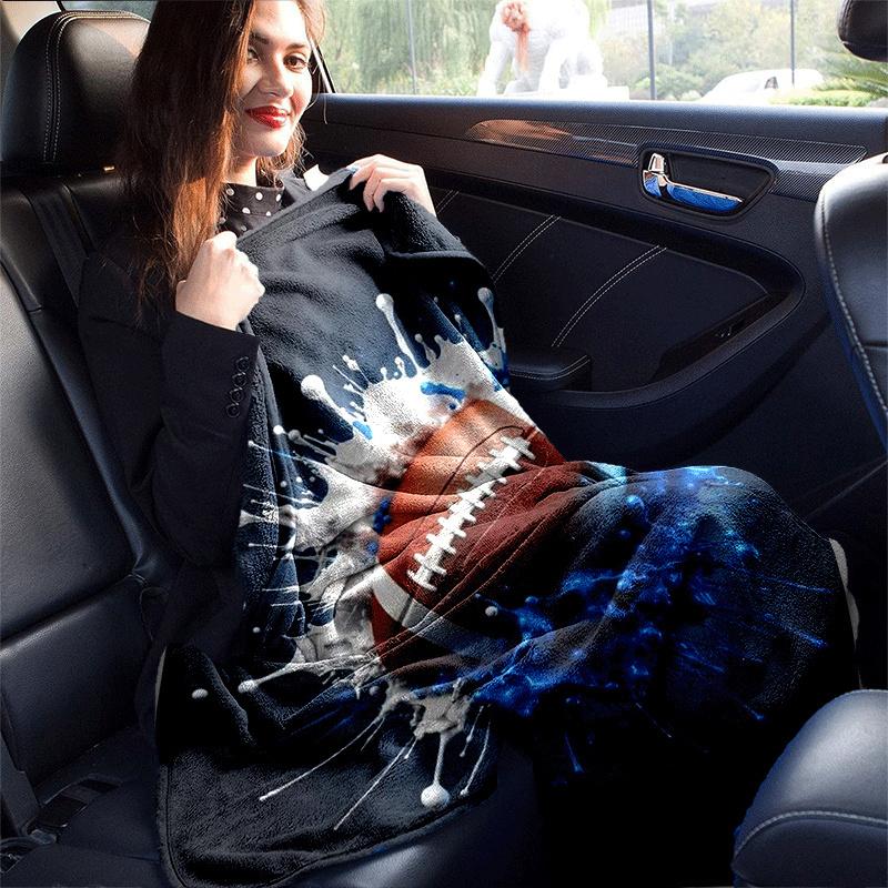 1pc Football Printing Lightweight Flannel Blanket, Comfortable and Warm Blanket, for Camping Sofa Bed and Couch Office, in All Seasons