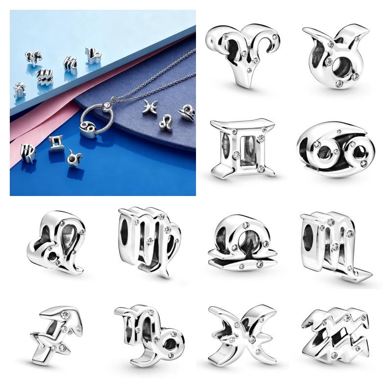 12 Constellation Letter Series Charm Bead Fit Original Europeancopper Jewelry & Diy Making Unique Fine Gift