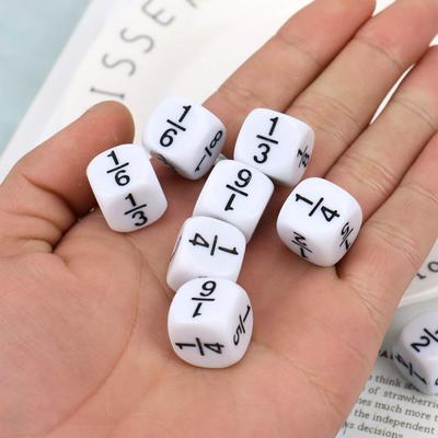 10Pcs Fractional Dice Lehre Arithmetik Und Mathematik Spiele Würfel Eltern-Kind Kindergarten Kinder Spielzeug 16mm
