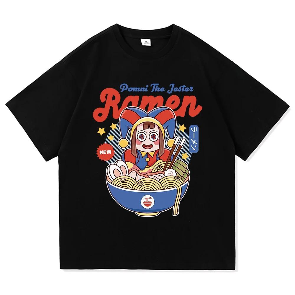 Kinder Amazing Digital Circus Ramen T-Shirt, Modisches und Lustiges Caine Pomni T-Shirt, Unisex Niedliches Kaninchen Nudel Baumwoll T-Shirt