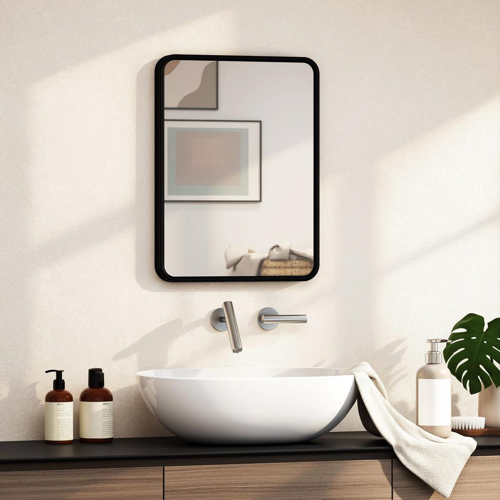 Rectangular Wall Mirror with HD Glass - Black