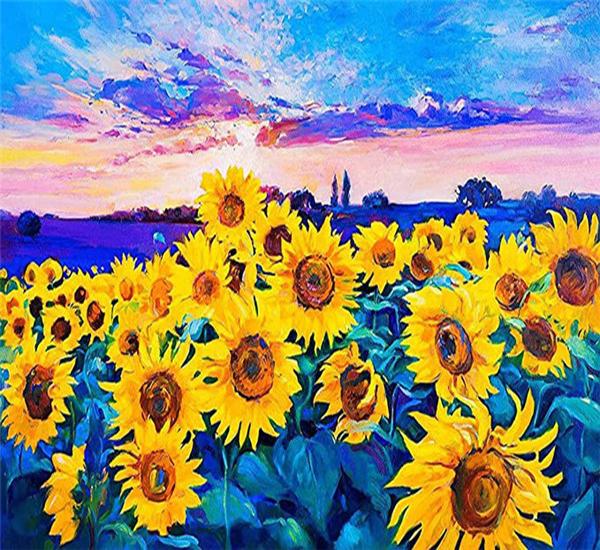 RUOPOTY Picture By Numbers Sunflower Flower Wall Art Unique Gift HandPainted Paint By Number Butterfly Decoration