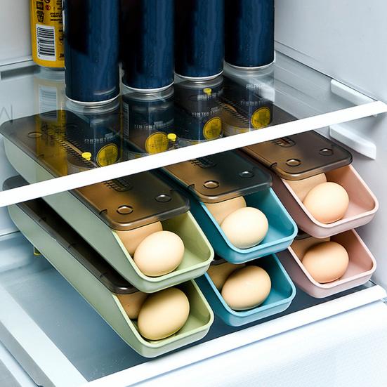Automatic Rolling Egg Storage Box Slant Design Plastic Kitchen Containers Egg Tray for Home