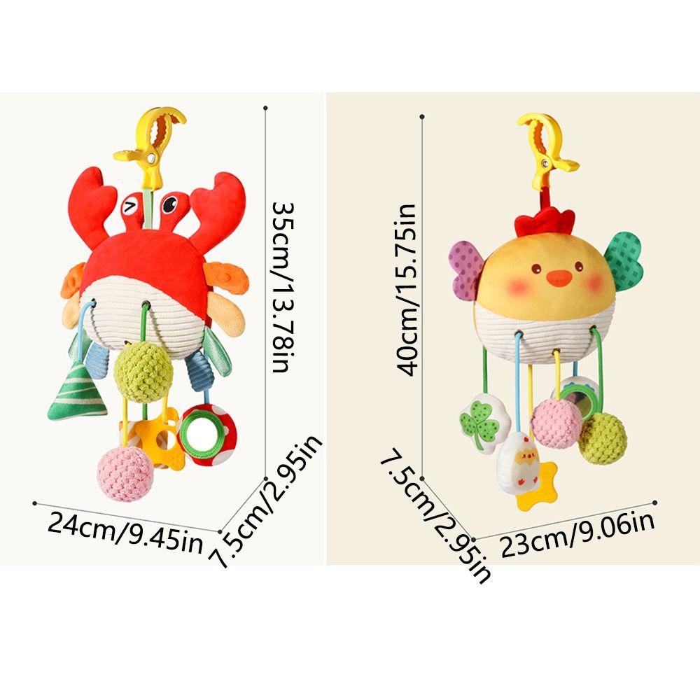 Distorting Mirror Plush Stuffed Sensory Toy with Clamp Stroller Hanging Ornaments  Toddlers
